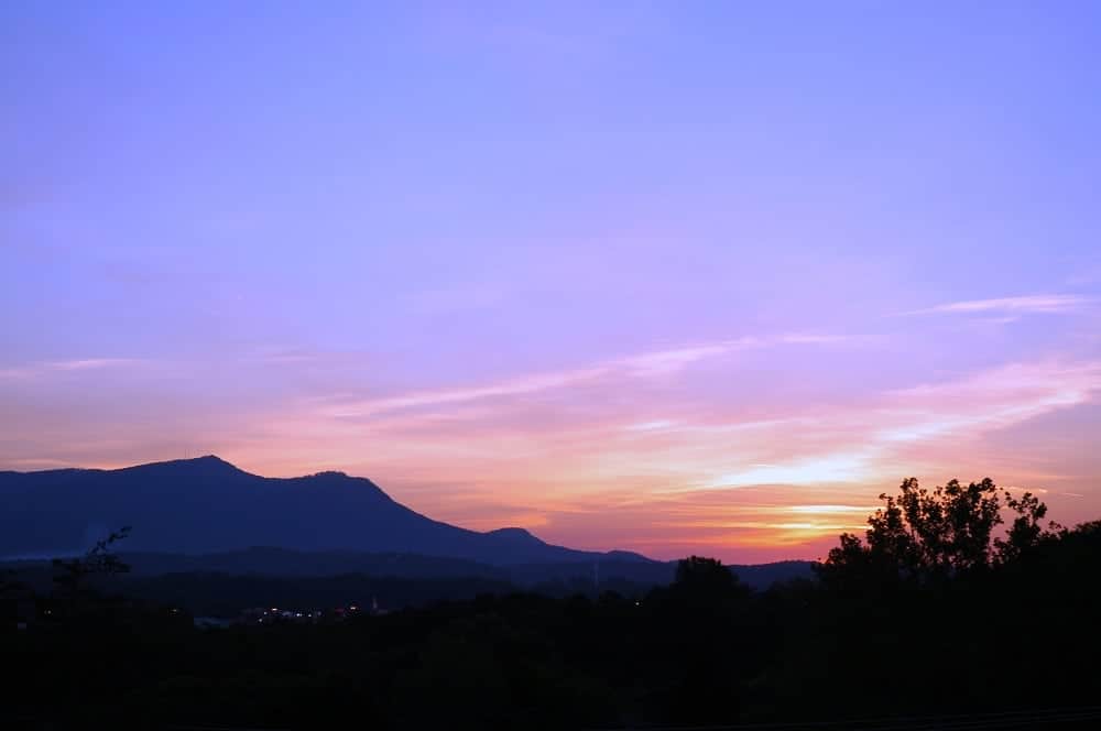 view of the Smoky Mountains at sunset
