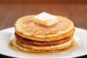 pancakes with butter and syrup